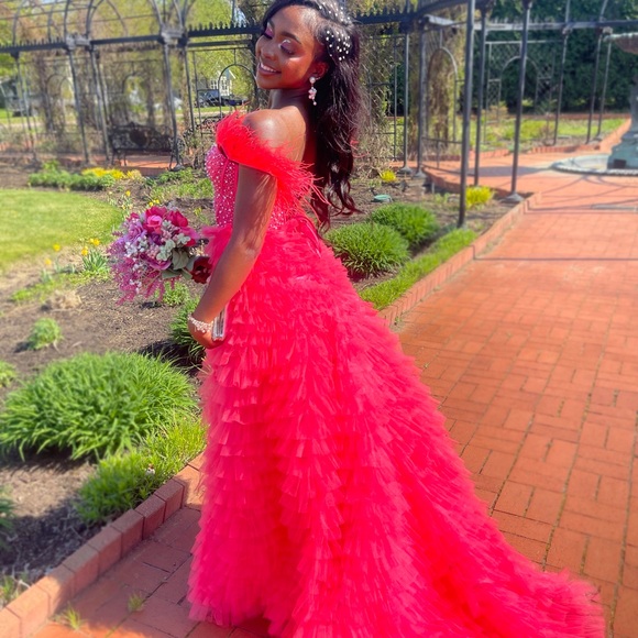 Pink Ruffle Prom Dress - Picture 3 of 3